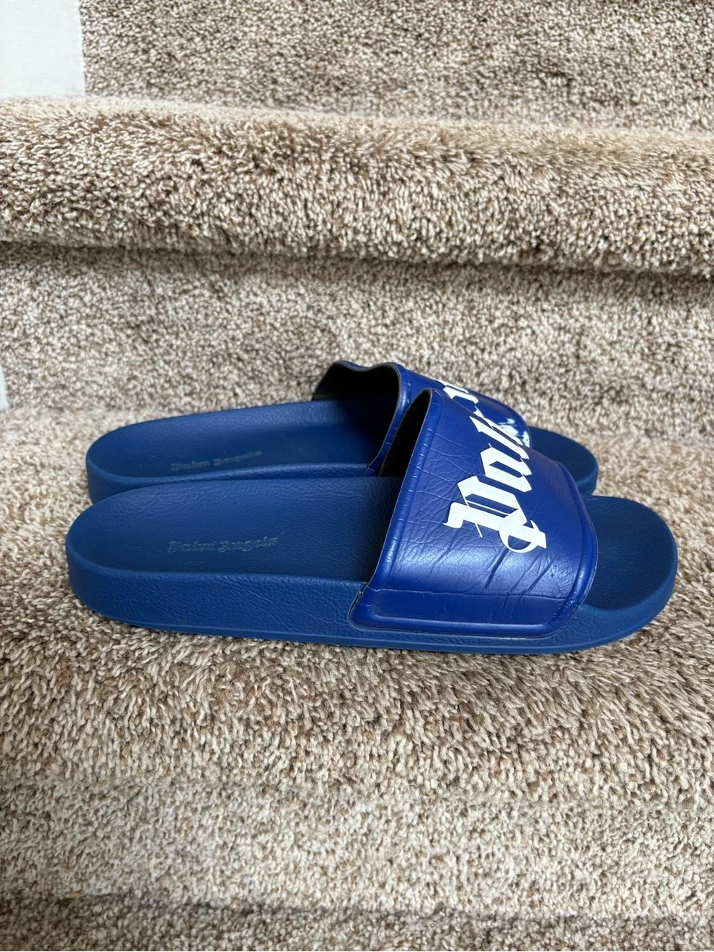 Palm Angels Men’s Royal Blue Logo Slide Sandals
